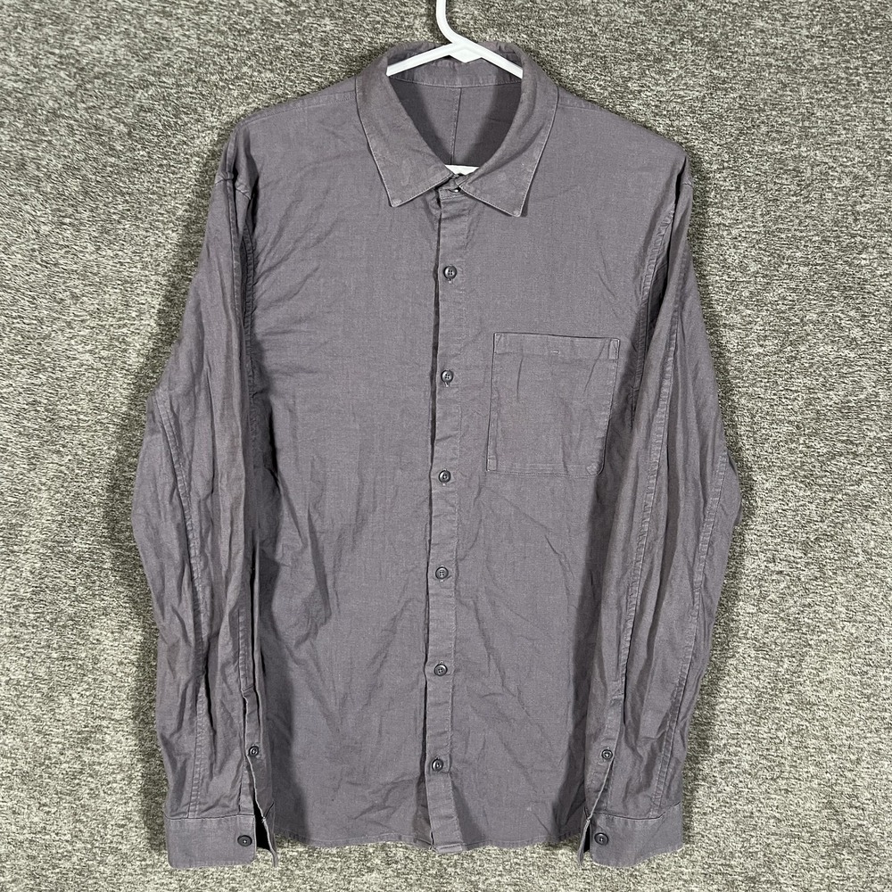 Lululemon Shirt Mens Medium? Gray‎ Solid Long Sleeve Button Up Pocket Casual
